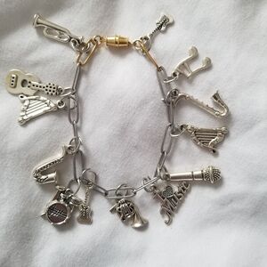 *NWT* Silver Music Charm Bracelet with Instruments